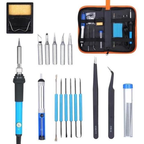 VICTSING Fer à Souder Kit de Soudure 60W 220V à Température Réglable avec 5 têtes à Soudure, Support, et Fil de Soudure pour Divers