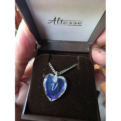 Pendentif C?ur En Cristal "V" ¿ Chaîne 45 Cm ¿ Altesse