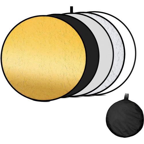KGABERY-Réflecteur De Lumière 5 En 1-Rond-Pliable-Avec Sac De Rangement-Pour Portrait En Studio,Photo De Fête,Selfie,Photographie De Mariage (60 Cm)