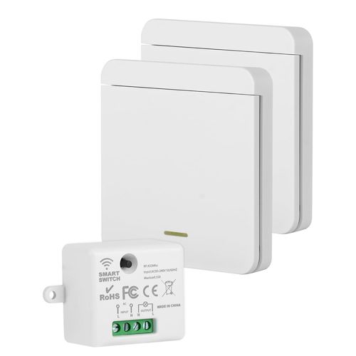 2 interrupteurs sans Fil Ensemble d'interrupteurs sans Fil Interrupteur d'éclairage sans Fil Interrupteur sans Fil avec récepteur jusqu'à 50 m de portée Interrupteur Mural sans Fil Aucun câblag