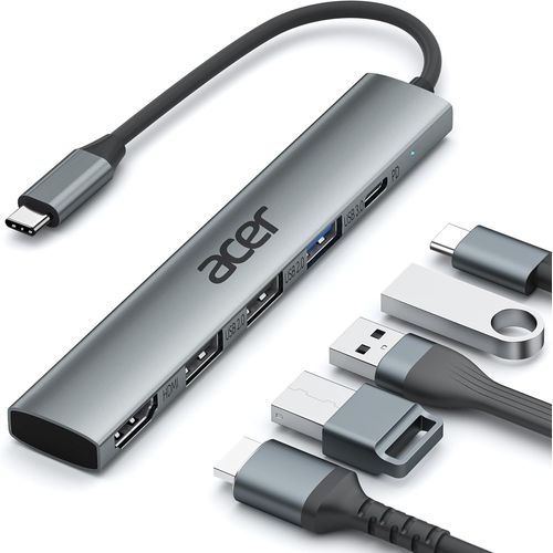 SUBZONAL-Hub USB C, 5-en-1 Adaptateur USB C vers HDMI 4K avec PD 100W, Adaptateur USB C Multiport Hub avec USB 5Gbps Compatible avec iPhone 16 Plus Pro Max MacBook Pro/Air,iPad Pro,Galaxy S24 etc.