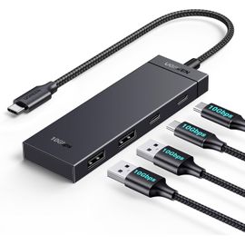 Hamiltion-10Gbps Hub Usb C 3.2 Vers 4 Data Ports 2A2C Adaptateur Multiport Câble 30Cm Compatible Avec Iphone 16 15 Série Macbook Ipad Pro Air 2024 Mac Mini M4 Imac Surface Galaxy S24 Ultra