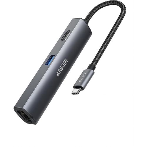 BAERTMY-Adaptateur De Concentrateur, Adaptateur Usb C 5 En 1 Avec Usb C 4K Vers Hdmi, Port Ethernet, 3 Ports Usb 3.0, Pour Macbook Pro, Ipad Pro, Xps, Pixelbook, Etc