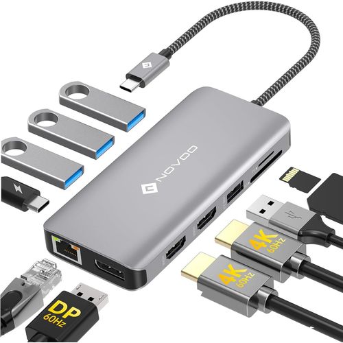 Docking Station Vers Double Hdmi, 11-En-1 Hub Usb C Vers Dual Hdmi, Displayport, Usb X 4, Gigabit Ethernet, Pd 100W, Sd/Tf, Station D'Accueil Pour Macbook Hp Dell Xps Lenovo