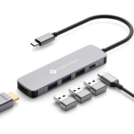 KALANKA-Adaptateur USB C, 5-en-1 Hub USB C vers HDMI 4K@60Hz, 3 X USB 3.0, PD 100W USBC Hub pour Macbook Air Macbook Pro Surface Galaxy Lenovo Chromebook
