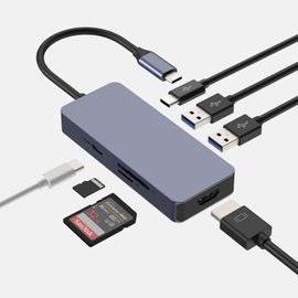 CIVV-Hub Usb C,7 En 1 Adaptateur Usb C,Double Moniteur Usb C Hdmi Pour Macbook Pro/Air,Dock Usb C Multiport (4K Hdmi,100W Pd,2 Usb A 3.0,Usb C 3.0,Lecteur De Carte Sd/Tf)