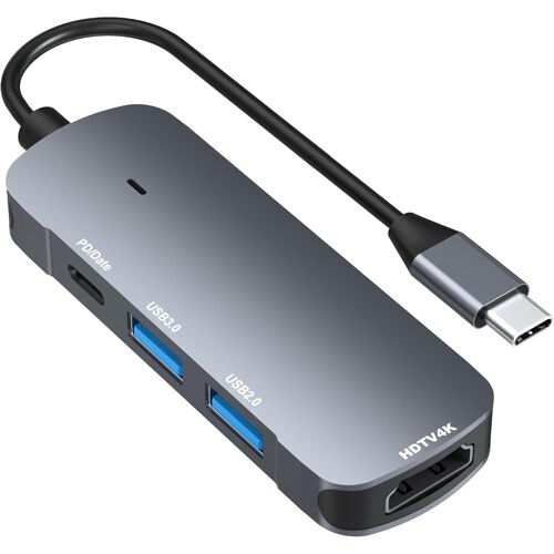 JGD-Hub USB C Adaptateur HDMI USB C 4 en 1 Multiport Portable avec HDMI 4K, PD 65W, USB3.0,2.0, Adaptateur de Hub de Type C en Aluminium pour MacBook Pro/Air, ChromeBook, XPS