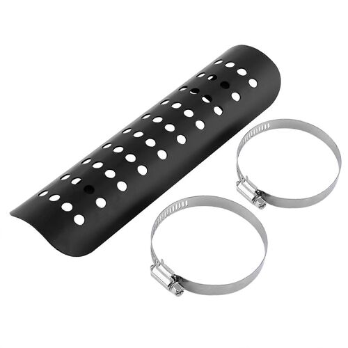 Trou De Moto Universel Bouclier Thermique Couvercle De Tuyau D'échappement Droit Noir