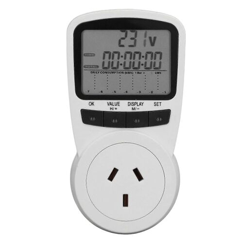 Compteur de puissance de prise 240V intelligent avec moniteur de consommation d'électricité de protection contre les surcharges LCD pour la maison