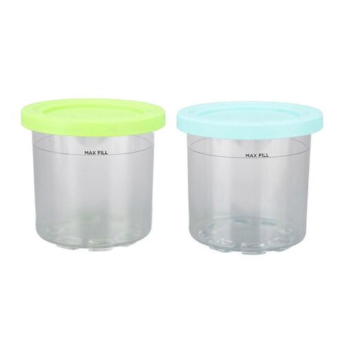 2PCS Ice Cream Pints Cup 600ml Pot de stockage de récipient de crème glacée pour Ninja NC299AMZ NC300s bleu et vert