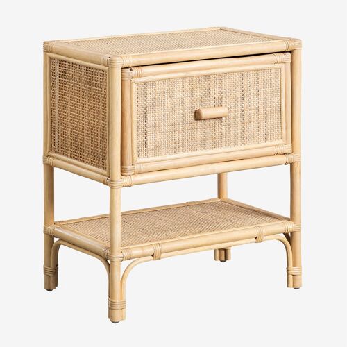Pack de 2 tables de chevet rectangulaires 45x30 cm en rotin Yivisc Bois Naturel