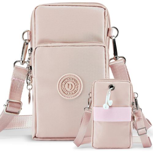 JGD-Petit Sac Téléphone Portable Femme Sacs Bandoulière Crossbody Pochette Brassard de Sport de Course à Pied Bande Running Armbag Universel pour iPhone 14 13 11 Samsung Xiaomi BIS zu 7.5" Rose