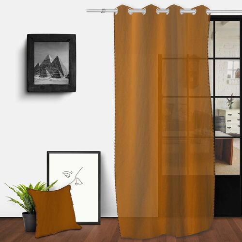 Voile Oeillets En Coton Lavé 135x250 Cm Spirit Bronze, Par Soleil D'ocre