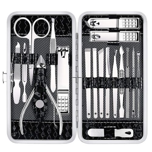 Set Coupe-Ongles Kit De Pédicure - Kit De Manucure En Acier Inoxydable 18 Pièces, Kits De Toilettage Professionnels, Outils De Soins Des Ongles Avec Étui De Voyage Luxueux 
