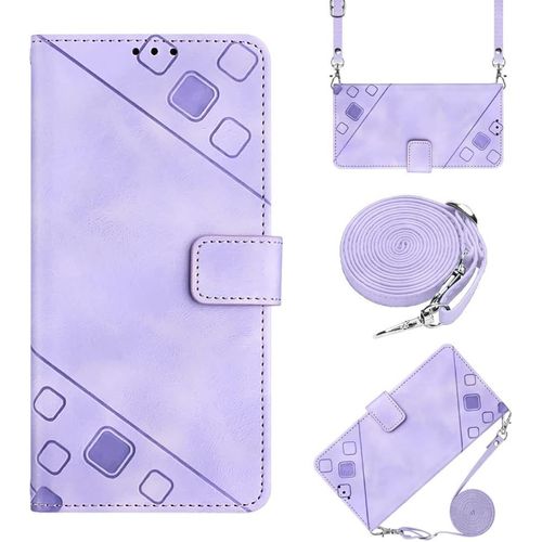 KAL-Coque Pour Google Pixel 6, Pu Leather Flip Portefeuille Étui En Cuir, [3 Porte Cartes] [Fermeture Magnétique] [Bandoulière Réglable] Coque Pour Pixel 6 - Violet