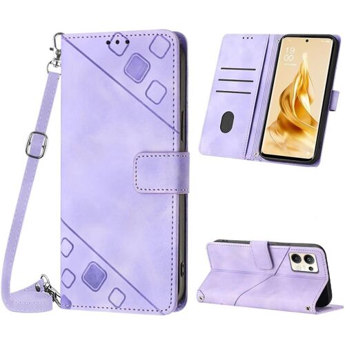 KAL-Coque Pour Oppo Reno 9 Pro Plus 5G, Pu Leather Flip Portefeuille Étui En Cuir, [3 Porte Cartes] [Fermeture Magnétique] [Bandoulière Réglable] Coque Pour Oppo Reno 9 Pro Plus 5G - Violet