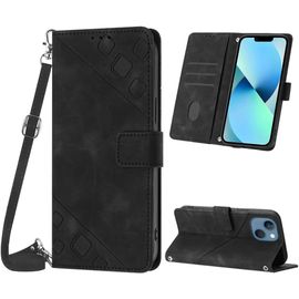 Kal-Coque Pour Iphone 15 Plus (6,7 Pouce), Pu Leather Flip Portefeuille Étui En Cuir, [3 Porte Cartes] [Fermeture Magnétique] [Bandoulière Réglable] Coque Pour Iphone 15 Plus - Noir