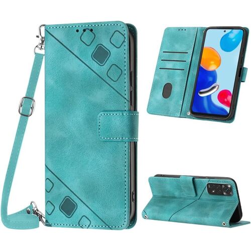 KAL-Coque Pour Xiaomi Redmi Note 11S / 11 4G, Pu Leather Flip Portefeuille Étui En Cuir, [3 Porte Cartes] [Fermeture Magnétique] [Bandoulière Réglable] Coque Pour Redmi Note 11S - Vert