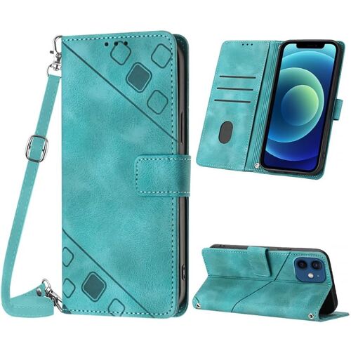 KAL-Coque Pour Iphone 12/Iphone 12 Pro (6,1 Pouce), Pu Leather Flip Portefeuille Étui En Cuir, [3 Porte Cartes] [Fermeture Magnétique] [Bandoulière Réglable] Coque Pour Iphone 12 - Vert