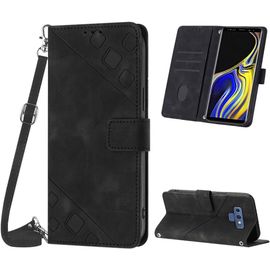 Kal-Coque Pour Samsung Galaxy Note 9, Pu Leather Flip Portefeuille Étui En Cuir, [3 Porte Cartes] [Fermeture Magnétique] [Bandoulière Réglable] Coque Pour Samsung Note 9 - Noir