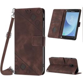 Kal-Coque Pour Samsung Galaxy J5 2017 / J530, Pu Leather Flip Portefeuille Étui En Cuir, [3 Porte Cartes] [Fermeture Magnétique] [Bandoulière Réglable] Coque Pour Samsung J5 2017 - Marron