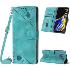 Kal-Coque Pour Samsung Galaxy Note 9, Pu Leather Flip Portefeuille Étui En Cuir, [3 Porte Cartes] [Fermeture Magnétique] [Bandoulière Réglable] Coque Pour Samsung Note 9 - Vert