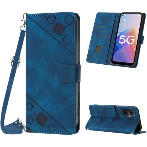KAL-Coque Pour Oneplus Nord N20/Oppo A96 5G/F21 Pro 5G/F21S Pro 5G,Reno 7Z/8Z/Reno 7 Lite/8 Lite, Pu Leather Flip Portefeuille Étui En Cuir, [Fermeture Magnétique] - Bleu