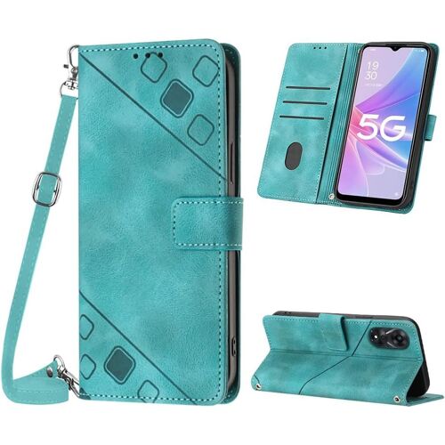 KAL-Coque Pour Oppo A58 5G / Oppo A78 5G, Pu Leather Flip Portefeuille Étui En Cuir, [3 Porte Cartes] [Fermeture Magnétique] [Bandoulière Réglable] Coque Pour Oppo A58 5G - Vert