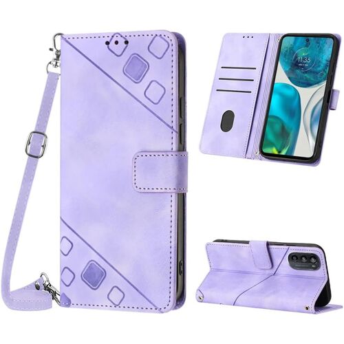 KAL-Coque Pour Motorola Moto G52/G82, Pu Leather Flip Portefeuille Étui En Cuir, [3 Porte Cartes] [Fermeture Magnétique] [Bandoulière Réglable] Coque Pour Moto G52 - Violet