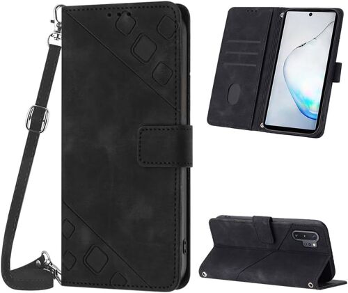 KAL-Coque Pour Samsung Galaxy Note 10+ / Note 10 Plus, Pu Leather Flip Portefeuille Étui En Cuir, [3 Porte Cartes] [Fermeture Magnétique] Coque Pour Samsung Note 10+ - Noir