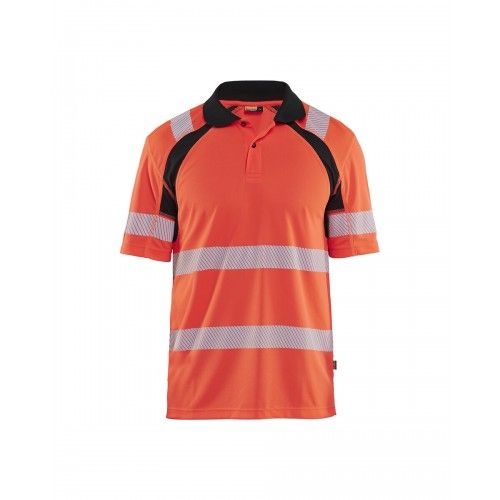 Polo de travail haute visibilité anti-UV 3595 - rouge fluo et noir - L BLAKLADER