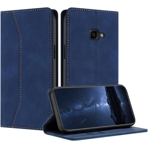 Kal-Coque Compatible Avec Samsung Galaxy Xcover 4/4s, Etui Protection Housse En Cuir Pu, Pochette Flip Case Porte Carte Magnétique Étui Pour Samsung Xcover 4/4s(Bleu)