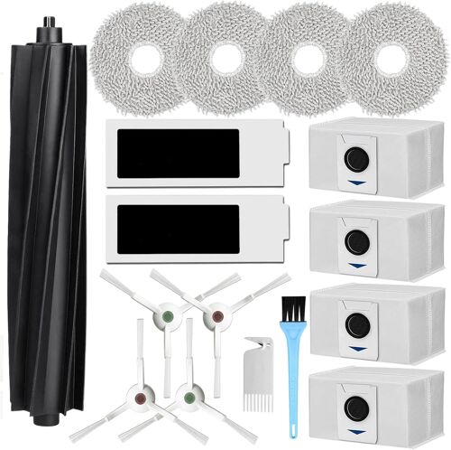 Kit d'accessoires pour Ecovacs Deebot T20 Omni, Pièces de Rechange pour Ecovacs Deebot T20 e Omni, 1 Brosse Principale, 2 Filtres HEPA, 4 Chiffons de Vadrouille, 4 Brosses Latérales, 4 Sacs
