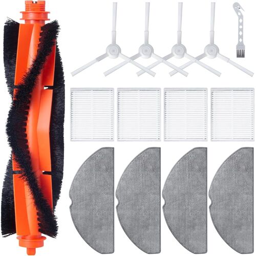Kit d'accessoires pour aspirateur robot Xiaomi S20 Pièces de rechange,1 brosse à rouleau principal,4 filtres HEPA,4 tampons de nettoyage,4 brosses latérales,1 brosse (14 pièces)
