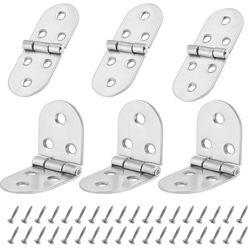 jum-6Pcs 270 Degrés Charnières De Table Pliantes,Plat Porte Cabinet Pliable Charnières,Métal Round EdgeMachine À Coudre Table PlianteMeubles Flip Plateau Charnière