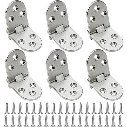 MEVRONISSHOP-Charnière Plate,Charnière Pliante 6 Pièces Charnière Flip Alliage Charnière Matériel Maison Charnières de Table Pliantes en Zinc Argent Charnière Invisible Montage de Meubles