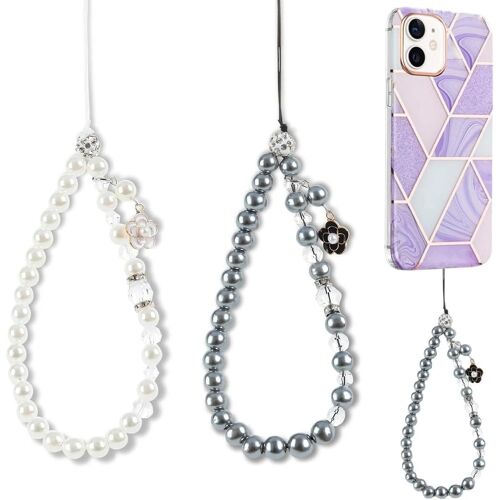 KAL-Lot De 2 Dragonne De Téléphone En Perles, Bijoux De Telephone, Chaine Telephone Portable, Téléphone Portable Lanière Charme De Téléphone