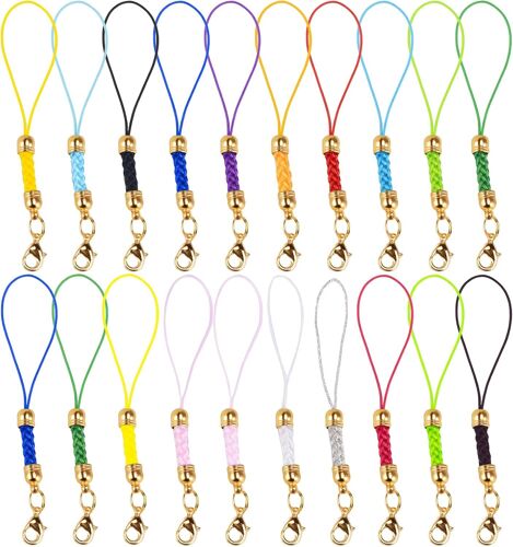 KAL-Lot De 20 Lanières Multicolores Pour Téléphone Portable -Avec Mousqueton -Cordon De Poignet -17 Couleurs -Pour Porte-Clés De Voiture, Sac À Main, Sac À Dos, Décoration, S, Métal, /