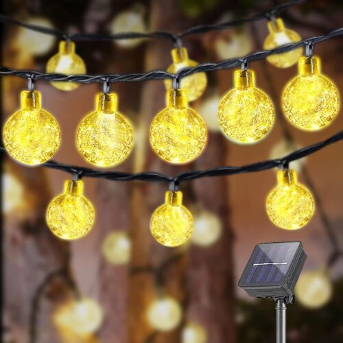 Kalanka-® Guirlandes Lumineuses Solaires À L'extérieur - 15 Led - 5 M - Ip44-8 Modes - Pour Extérieur/Intérieur - Pour Imperméable Jardin, Terrasse, Balcon, Mariage, Fête (5m 15led Blanc Chaud)