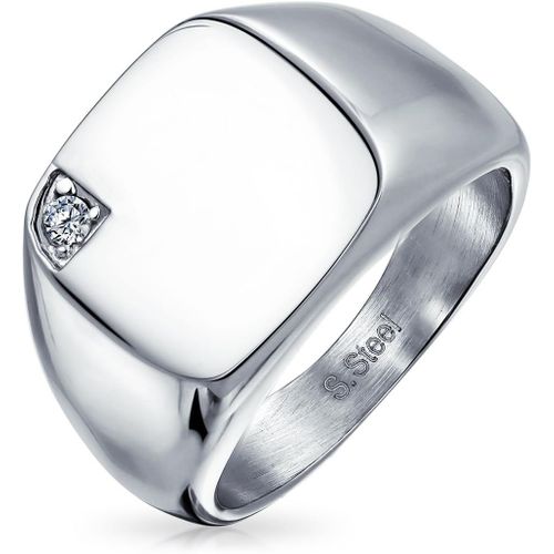Kal-Bague Sceau Géométrique Personnalisée Pour Hommes Avec Monogramme Initiale Grande Déclaration Pour Hommes Adolescents Ton Noir Ou Argent Acier Inoxydable Finition Miroir Polie Personnalisable