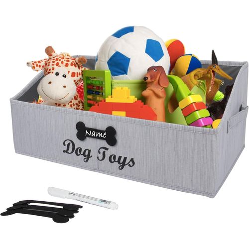 Grand Panier De Rangement Pourjouets Pour Chien,Pliable Boîte À Jouets Pour Chiens, Tissu Trapèze Panier Chien-Personnalisé-Pour Jouets Et Accessoires Pour Chien-Kaki Rayé