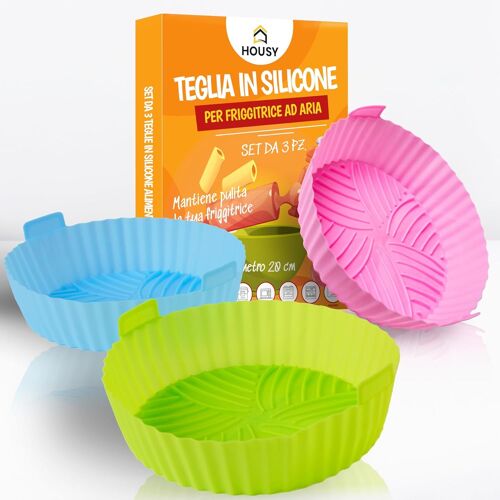 3 x Air Fryer Plates - Silicone Accessories - Basket Containers 20 x 20 cm