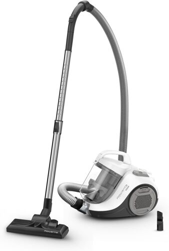 Aspirateur Sans Sac, Moteur Basse Consommation, Puissance 900 W, Format Compact, Haute Filtration, Rayon D'Action De 7,6 M, Swift Power Cyclonic Blanc Ro2917Ea