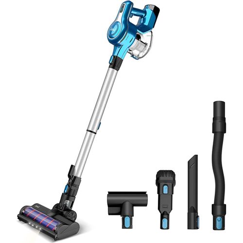 Aspirateur Balai Sans Fil 10 En 1,25Kpa Jusqu'À 45 Minutes,250W Batterie Amovible,Grande Boîte À Poussière De 1,2 L Pour Poils D'Animaux Tapis [Classe Énergétique A+++] (Bleu) S6