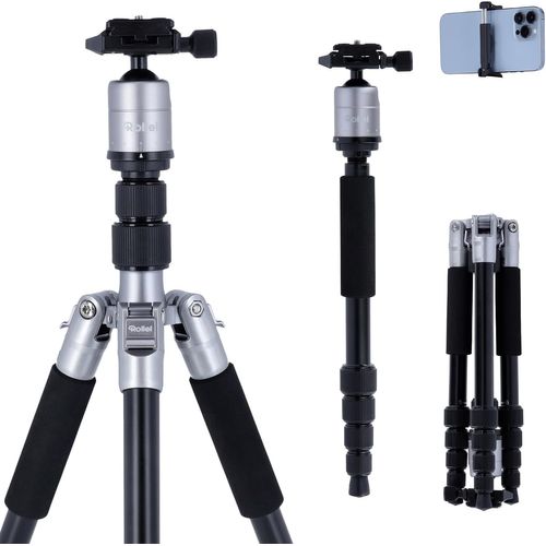 SUBZONAL-Rollei Compact Traveler No.1 Titan, 143cm Trepied Appareil Photo avec Tête Sphérique Trépied de Voyage en Aluminium Léger Compatible Arca Swiss Trepied Photo et Monopod Compact pour DSLR et