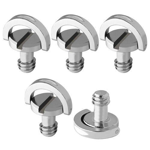 Camera D-Ring Screw 1/4 Inch Mounting Screw for Camera Tripod Quick Release Plate (5 Pieces)