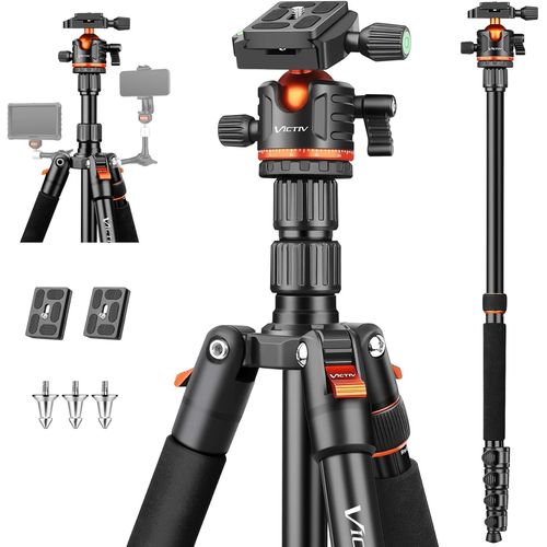 SUBZONAL-200cm Trepied Appareil Photo, Trépied de Voyage Portable & Stable, Trépieds Caméra Aluminium avec 360° Rotule Ball & Monopode Amovible pour Canon Nikon Sony DSLR, Tripod pour iPhone Smartpho