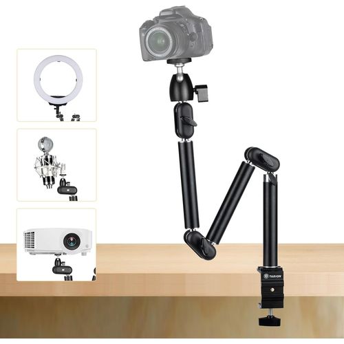 Trépied supérieur Support de Bureau pour caméra Bras articulé Flexible à 360° avec vis de 3/8'' et vis de 3/8'' à 1/4'' pour appareils Photo Reflex numériques Anneau Lumineux de projecteur (M)