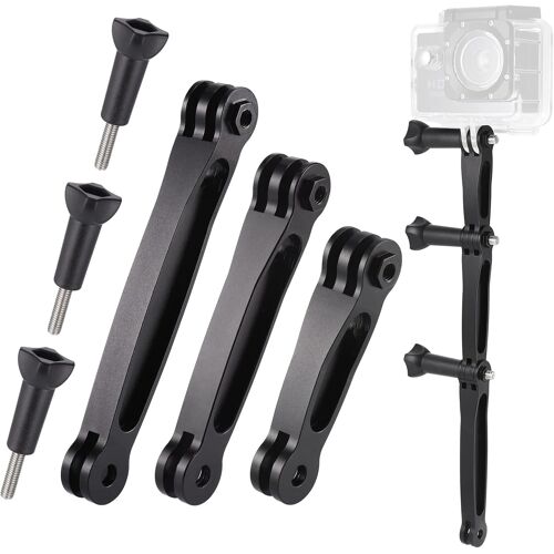 3 en 1 Kit de Bras d'Extension de Casque en Alliage d'Aluminium,Bras d'Extension Léger et Durable,Extension Pivotant Bras Compatible avec Gopro,Xiaomi,SJCAM Caméras et d'Autres Caméras d'Action