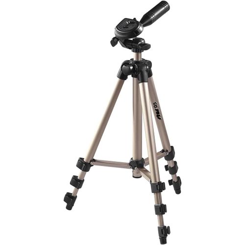 Trépied Appareil Photo Vidéo 106.5cm Star 5"" avec Sac de Transport (Trépied Télescopique Aluminium 4 éléments, Tête 3 Voies 3D, Niveaux à Bulles intégrés, Attache Rapide) Beige